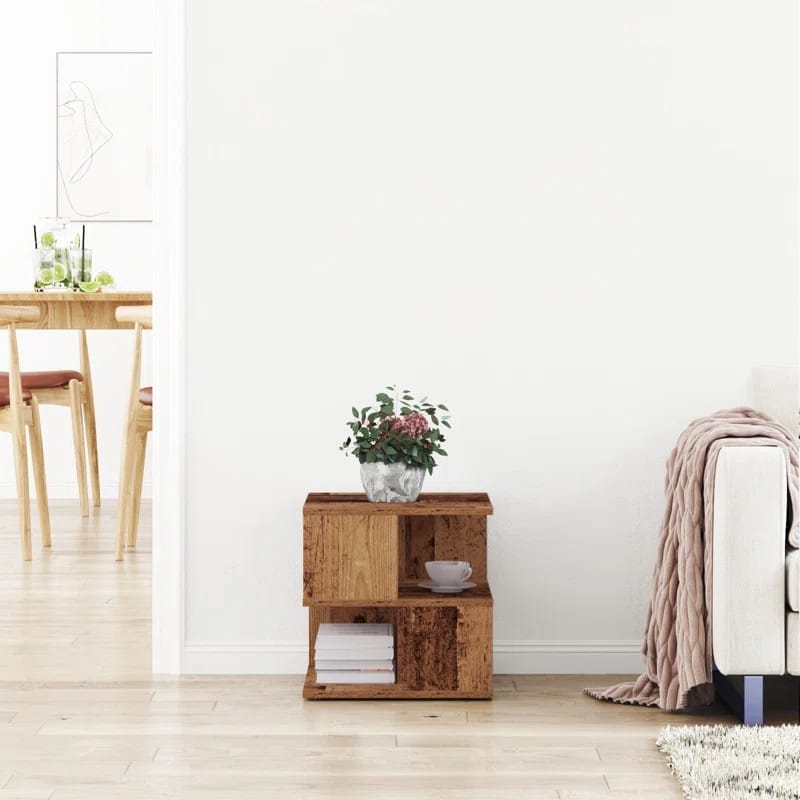 طاولة جانبية من خشب البلوط الأسود الصلب