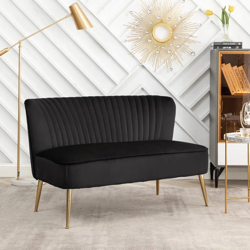 أريكة حب من المخمل ديلمون بأرجل من الكروم الذهبي