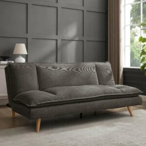 Dark Grey Linen Fabric Pillow Topper Sofa Bed