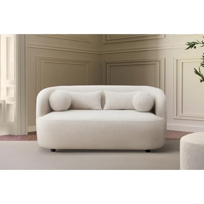 White Teddy Boucle Fabric Sofa