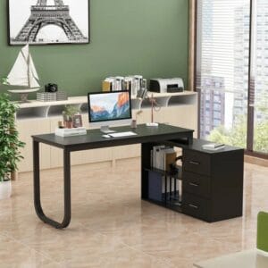 L-Shaped Metal Base Writing Desk