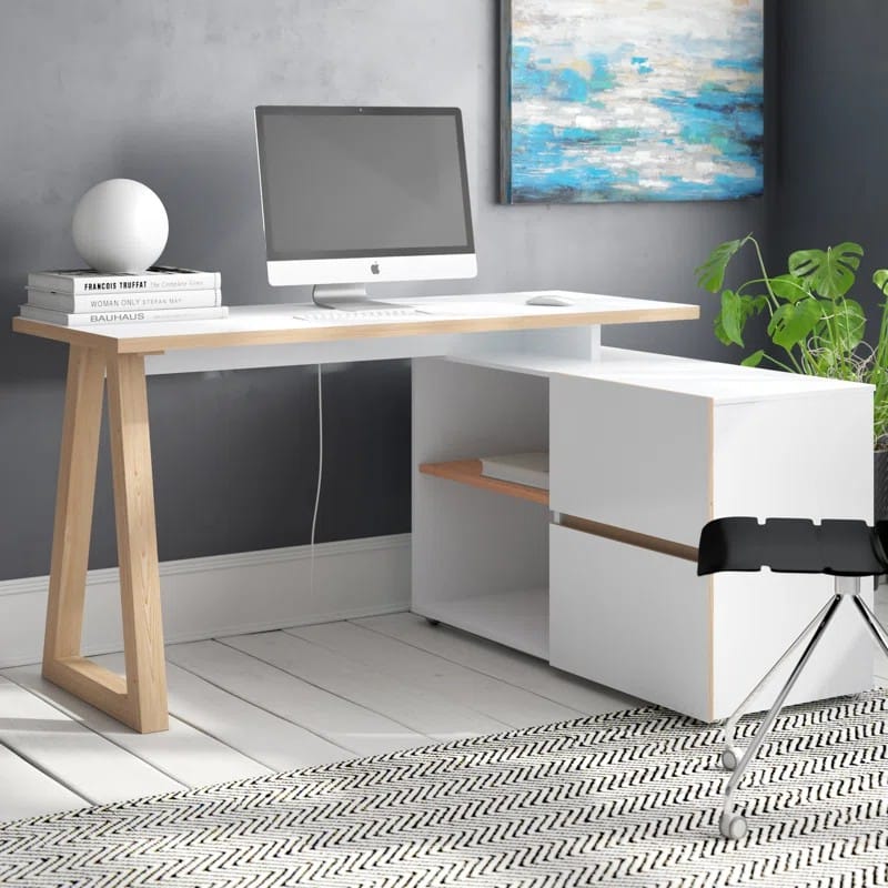 white L Shaped Writing Desk