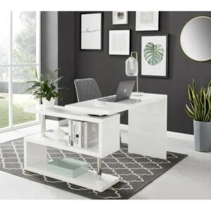 High Gloss L Shape Home Office Desk