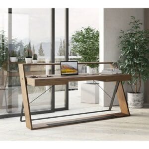Modern Beige & Black Office Desk