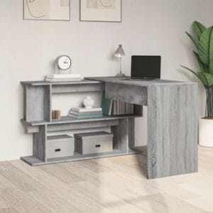 Gray L-Shape Computer Desk