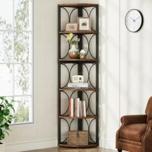 Brown Steel Corner Bookcase