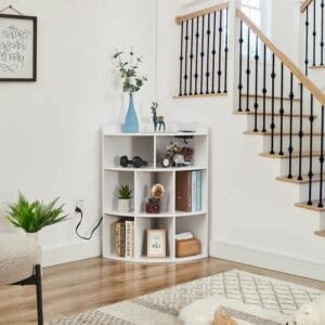 4-Tier Corner Cabinet With Charging Station