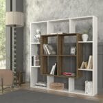 white and Beige  Bookcase