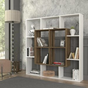white and Beige  Bookcase