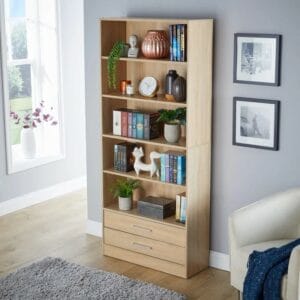 2 Drawer 5-Tier Bookcase Shelving Storage Unit