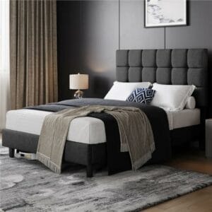 Bed Frame with Square Tufted Headboard