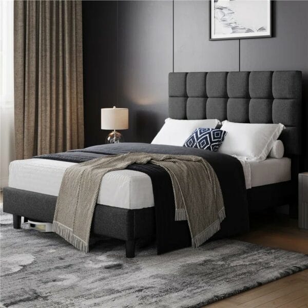 Bed Frame with Square Tufted Headboard