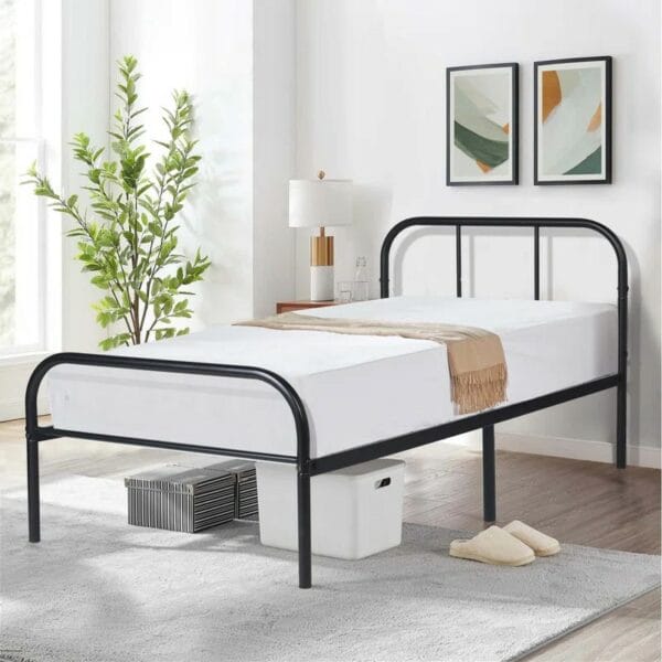 Metal Single Bed With Headboard