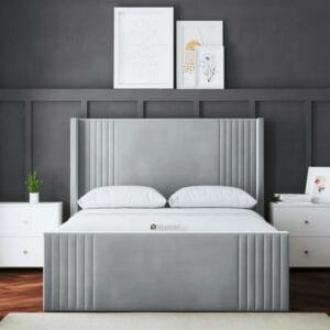 Winged Ottoman Panel Bed with Headboard