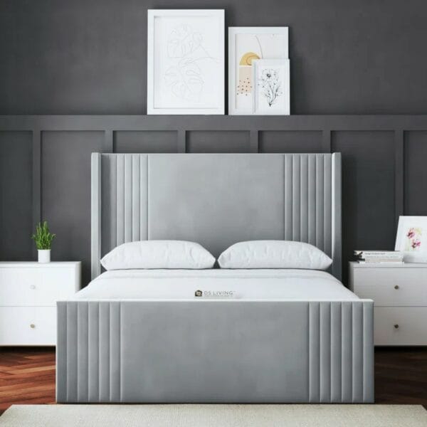 Winged Ottoman Panel Bed with Headboard
