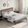 Twin Metal Bed Frame with Wooden Headboard