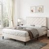 Upholstered Bed With Adjustable Headboard Velvet Gra