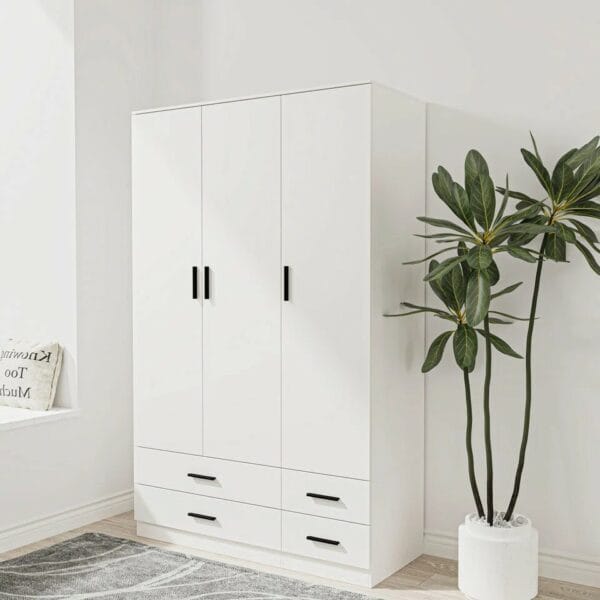 3 Door 4 Drawer Wardrobe Storage Shelf Hanging Wardrobe