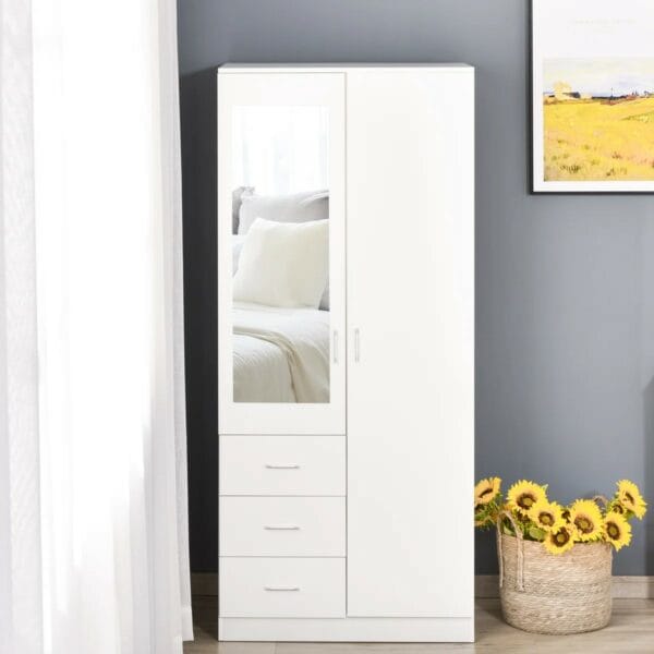 2 Door Wardrobe with Mirror