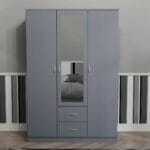 3 Door 2 Drawer Mirrored Wardrobe