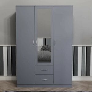 3 Door 2 Drawer Mirrored Wardrobe