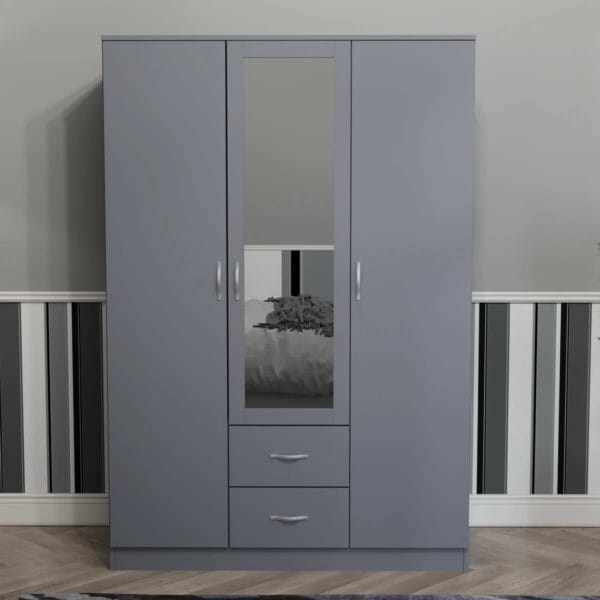 3 Door 2 Drawer Mirrored Wardrobe