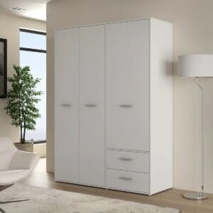 Door White Wardobe with shelf and clothes rail