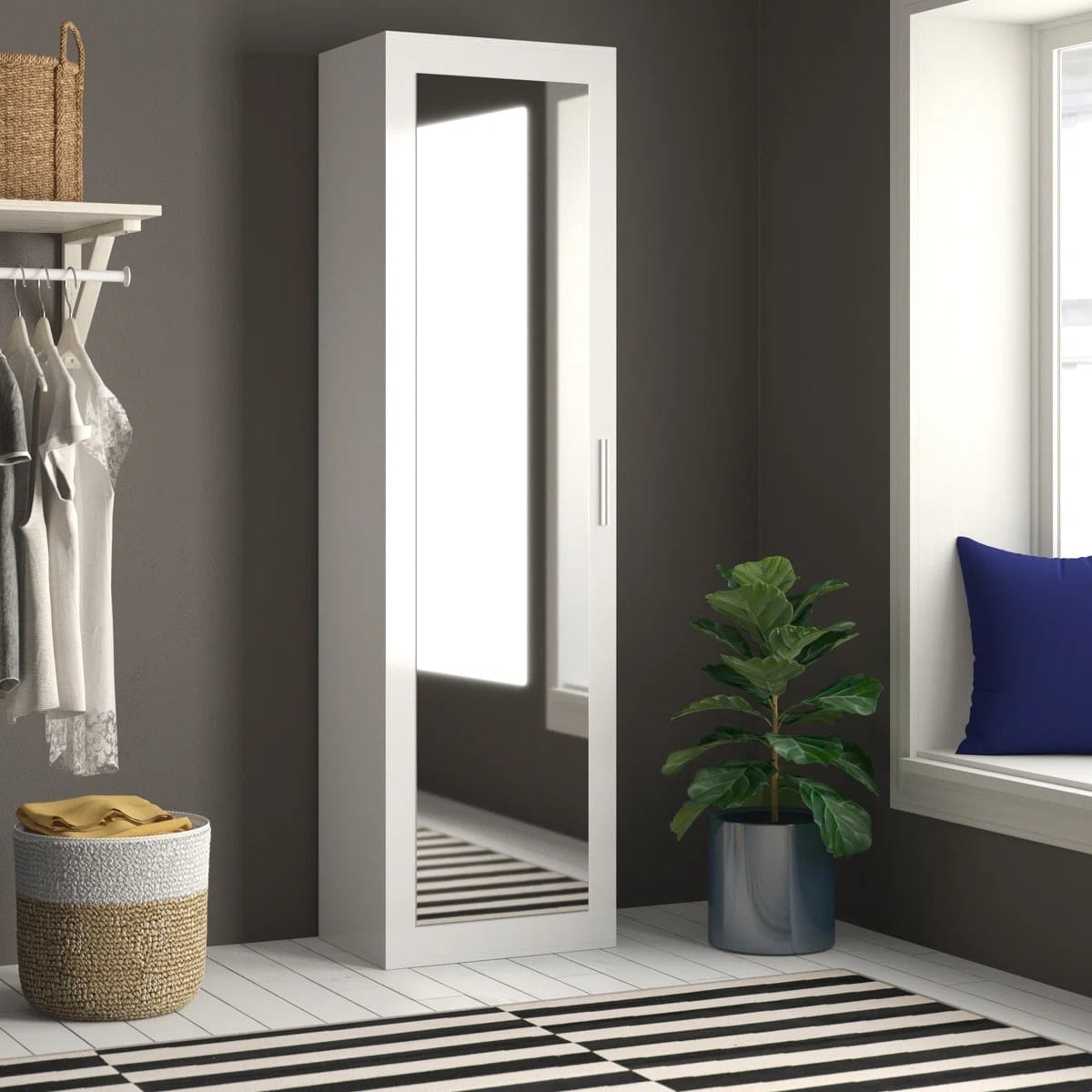1 Door and Mirror Wardrobe
