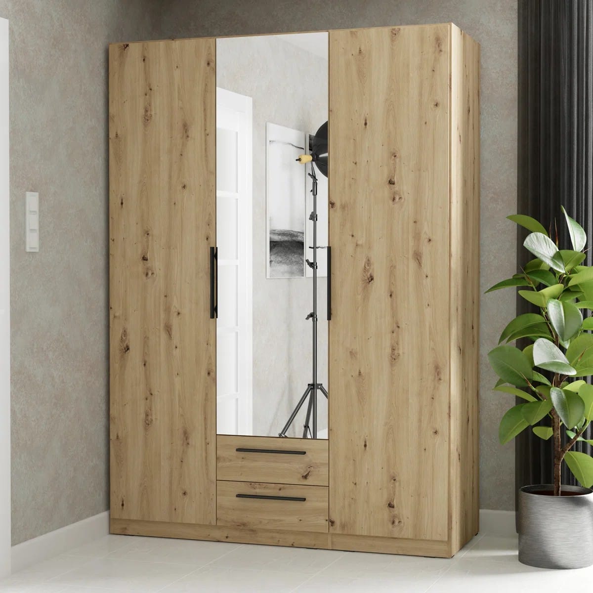 خزانة ملابس مع أرفف ورف ملابس