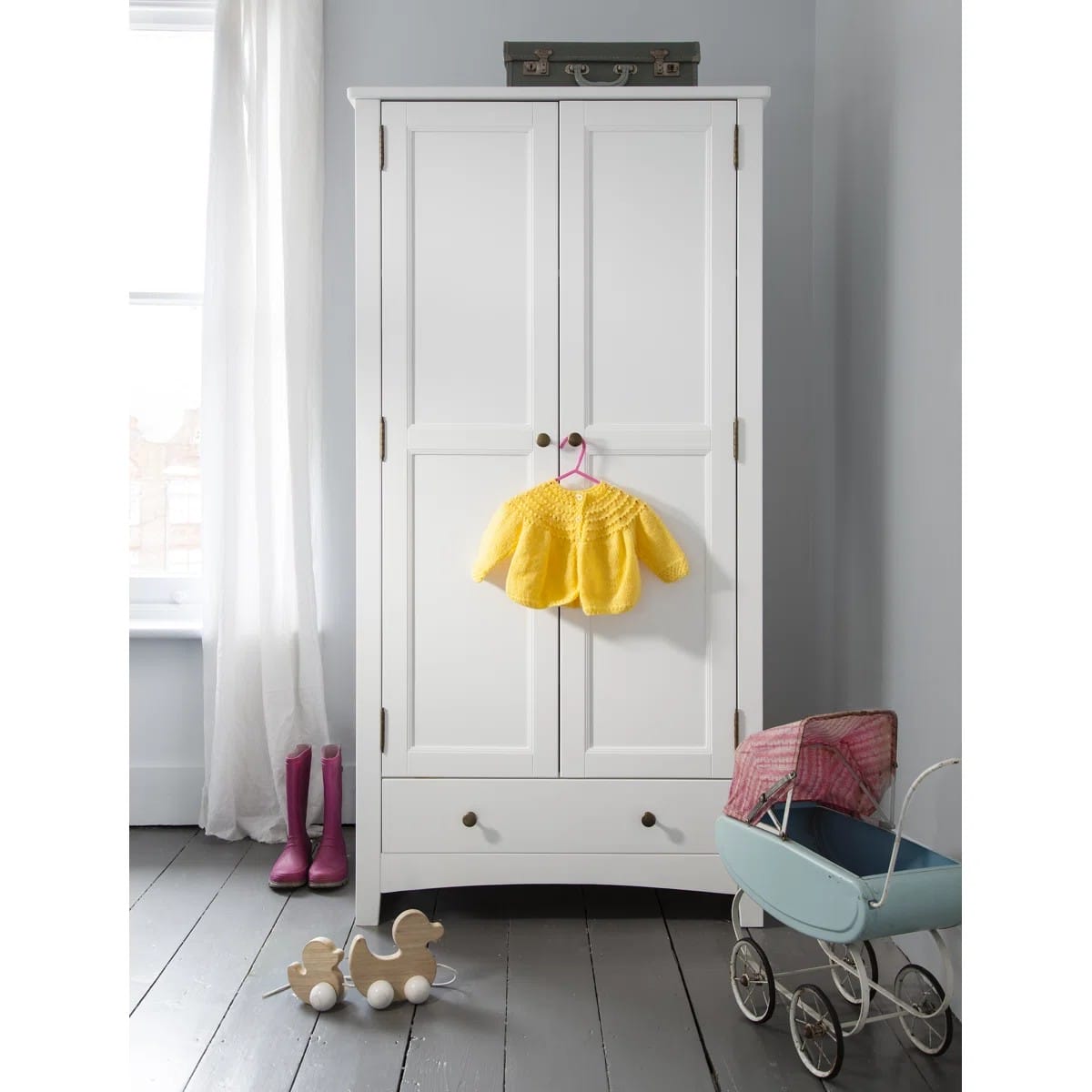 2 Door Solid + Manufactured Wood Wardrobe