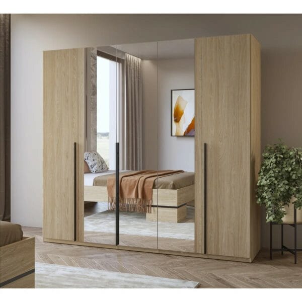 5 Door Manufactured Wood Wardrobe Self-Assembly