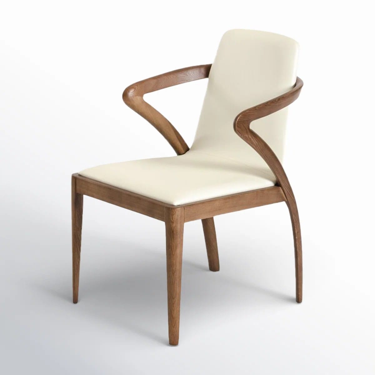 Downham Solid Wood Upholstered Arm Chair in Cream