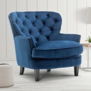 Velvet Wingback Accent Chair with Button