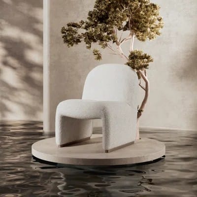 Rikako Mid-century Side Chair with Hardwood Legs