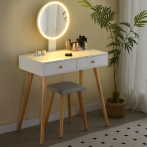 Dressing Table with Circle Mirror