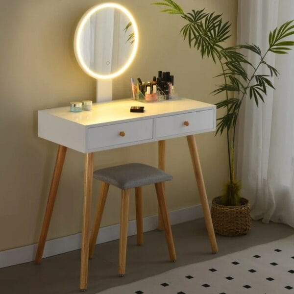 Dressing Table with Circle Mirror
