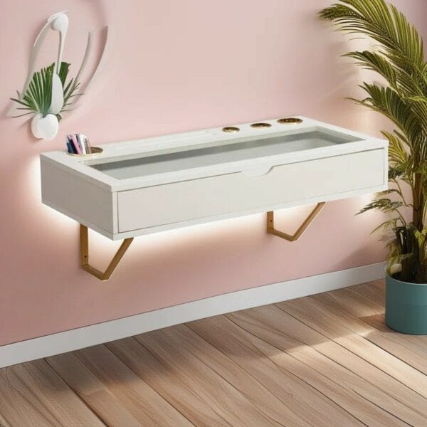 Floating Dressing Table & Wall-Mounted Desk with Drawer