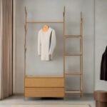 Hook Wooden Bamboo Coat Rack With Storage