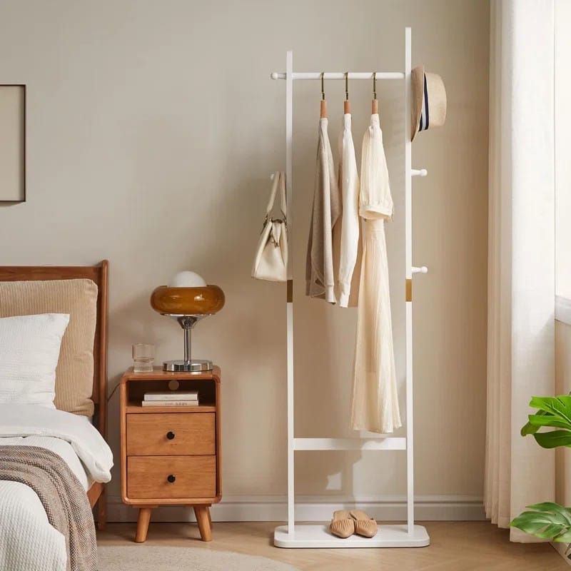 Benine Solid Wood Freestanding 5 - Hook Coat Rack