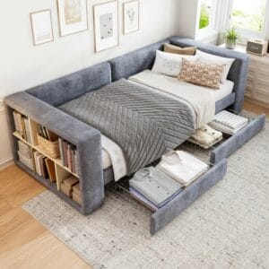 Daybed Sofa Bed With Drawers And Storage Cabinet