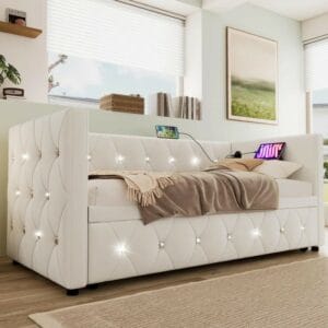 سرير نهاري منجد بنكار مع سرير قابل للسحب