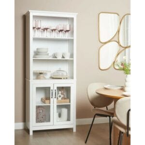 Ashel Display Cabinet with Glass Doors White Dining Hutch