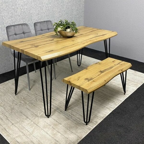 2 Grey Velvet Chairs and 1 Bench Set