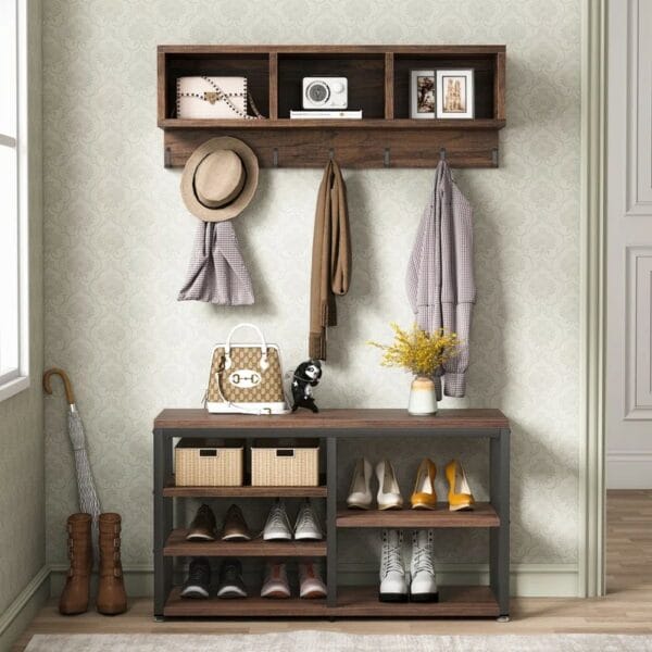 Swipe Hall Tree with Bench and Shoe Storage