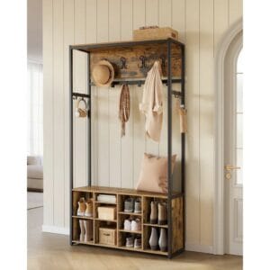 Hall Tree 100cm Wide with Bench and Shoe Storage