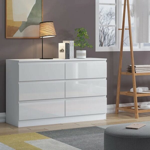 6 Drawer Chest Of Drawers Modern No Handle Design.