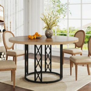 Round Unfinished Metal Base Dining Table
