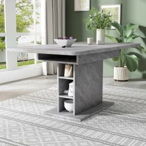 طاولة طعام قابلة للتمديد مع مساحة تخزين