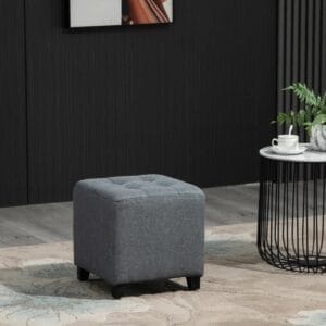 Tufted Square Solid Colour Footstool Ottoman