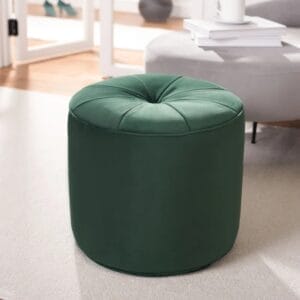 Velvet Tufted Round Solid Colour Pouffe Ottoman